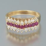 Ladies' Vintage Gold, Diamond and Ruby Ring