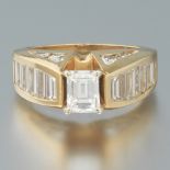 Ladies' 1 Carat Emerald Cut Diamond Center Ring