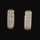 Ladies' Gold and Diamond Pair of Square Earrings