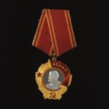 High Karat Gold, Platinum and Enamel Order of Lenin with Ribbon Suspension, The Soviet Union Era