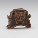 Japanese Carved Wood Protection Against Evil Amulet Netsuke