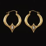 Ladies' Gold and Opal Pair of Scroll Earrings