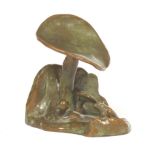 Art Deco McClelland Barclay Frog & Mushroom Bronze Sculpture/Bookend