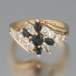 14k Gold Diamond and Sapphire Fashion Ring