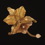 Ladies' Two-Tone Gold and Seed Pearl Orchid Pin/Brooch