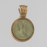 Ladies' Victorian Style Gold and Carved Lava Cameo Pendant