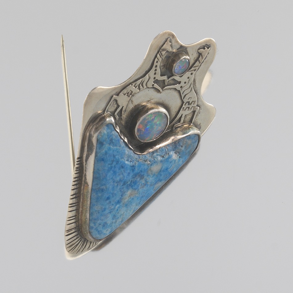 Ladies' Artisan Sterling Silver, Black Opal and Sodalite Tribal Style Pin/Brooch - Image 4 of 6