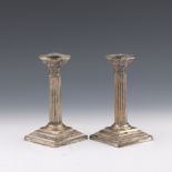 Pair of Gorham Sterling Silver Column Candlesticks