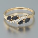 Ladies' Gold, Blue Sapphire and Diamond Ring