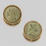 Ladies' Victorian Style Gold and Cameo Carved Lava Pair of Earrings