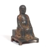 Chinese Patinated Copper Alloy with Gilt Lacquer Finish Sculpture of Deity with Xuan Wu - Immortal