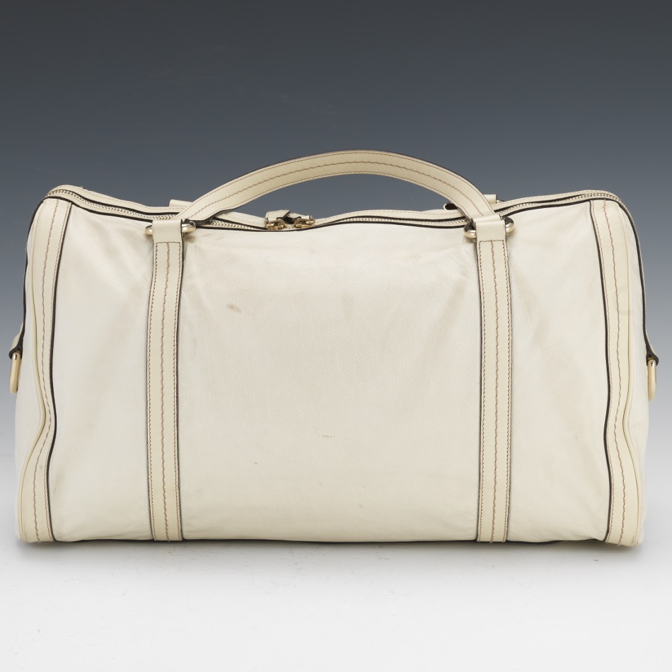 Gucci White Leather Duffle Bag - Image 4 of 10