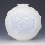 R. Lalique France Moonstone Glass Vase, "Druid" Pattern