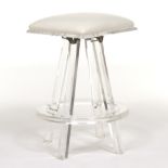 MCM Lucite and Leather Stool