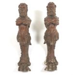 Two Carved Nautical Architectural Satyr Sculptures, ca. 19th Century