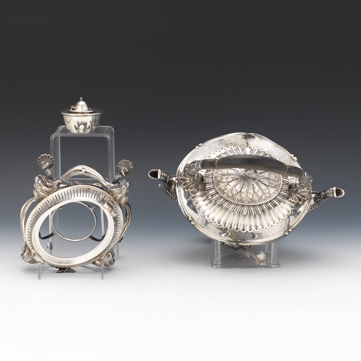 Impressive Sheffield Silver Plated Double Spout Tilted Hot Water Kettle, ca. late 19th Century - Image 8 of 9