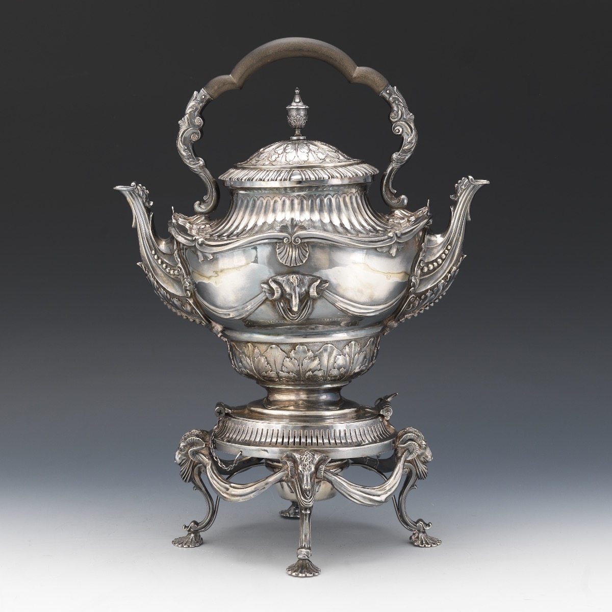 Impressive Sheffield Silver Plated Double Spout Tilted Hot Water Kettle, ca. late 19th Century - Image 3 of 9