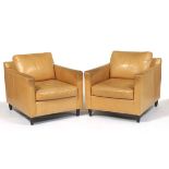 Pair of Mitchell Gold + Bob Williams Leather Club Chairs