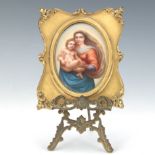 Dresden Framed Porcelain Miniature Plaque, after Raphael Sanzio's "The Sistine Madonna", on Table T