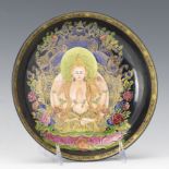 Porcelain Spiritual Enamelled Dish, Buddha on The Lotus Throne with Dragons, Qianlong Seal-Mark