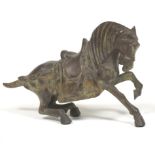 Chinese Tang Dynasty Style Patinated Bronze Horse Sculpture