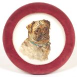 Victorian Bristol Glass Concave Plaque of Bulldog