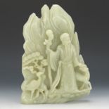 Carved Jade Mountain with a Scholar and Fawn