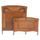 Art Nouveau Carved Headboard and Footboard, ca. 1900s