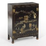 Chinese Black Lacquer and Gilt Design Wooden Cabinet