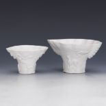 Two Chinese Blanc de Chine Porcelain Libation Cups