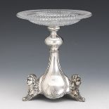Victorian Renaissance Revival Silver Plate and Cut Crystal Compote