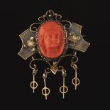 Victorian Coral and Gold Brooch