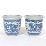 Pair of Chinese Porcelain Blue and White Jardinieres