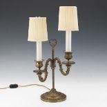 French Louis XVI Style Bronze Boudoir Lamp With Two Lights