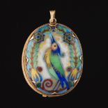 Antique Austro-Hungarian Gold and Hand Painted Porcelain Medallion/Locket, ca. 1867-1922
