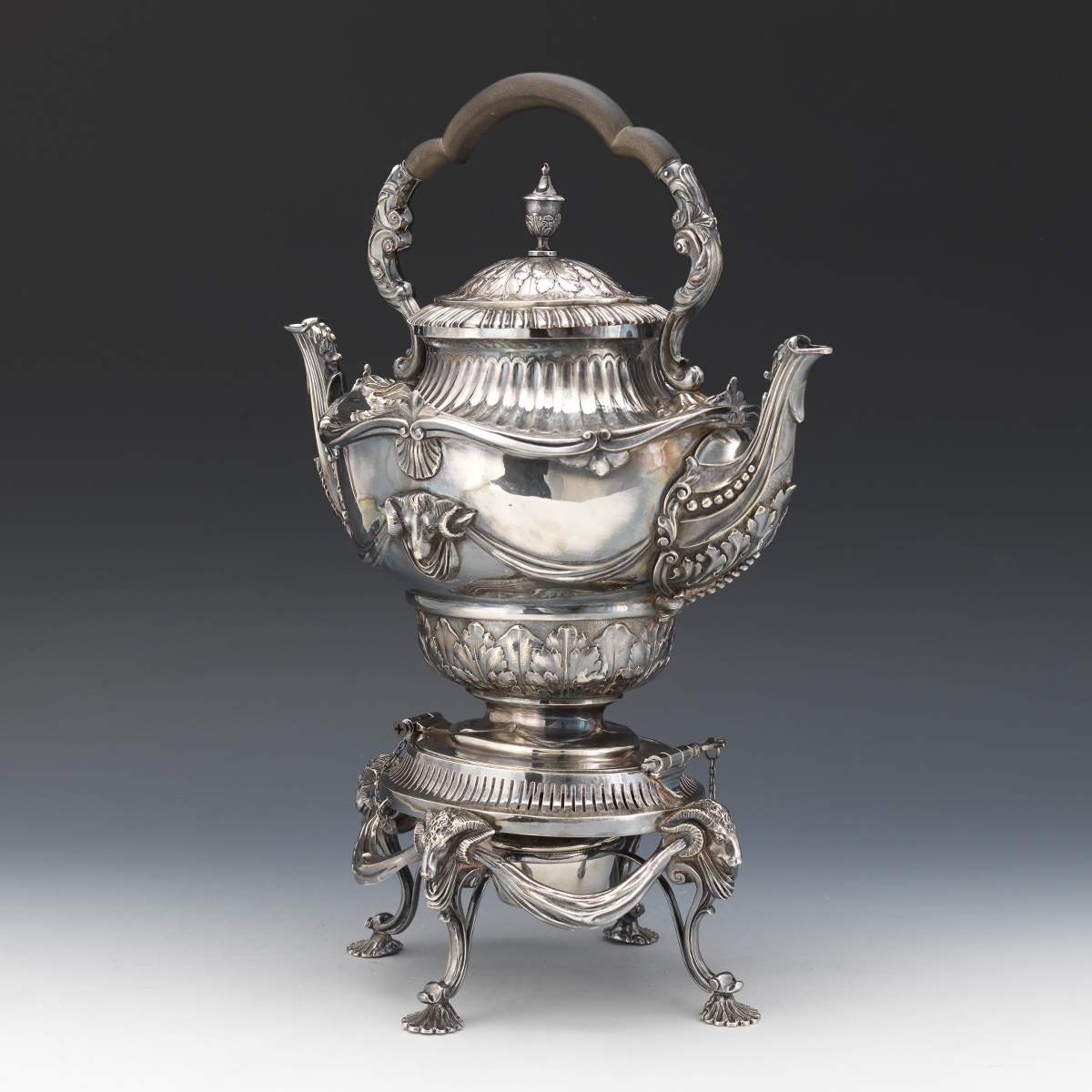 Impressive Sheffield Silver Plated Double Spout Tilted Hot Water Kettle, ca. late 19th Century - Image 5 of 9