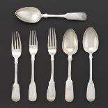 Group of Russian Fiddle Handle Forks and Spoons