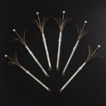 Six Silver Cocktail Stirrer/Swizzle Stick Retractable Pendants