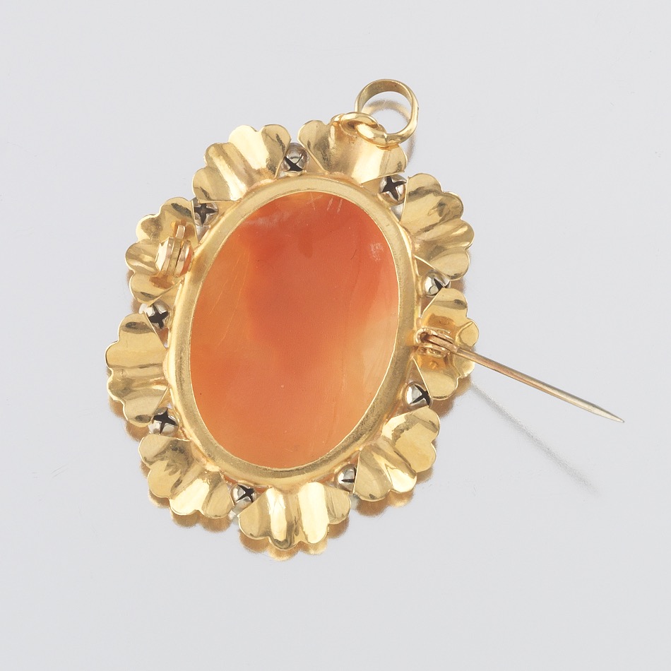 Ladies' Retro Gold and Carved Cameo Brooch Pendant - Image 6 of 6