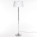 Hollywood Regency Silver Color Finish Faux Bamboo Floor Lamp, Shade with Defuser