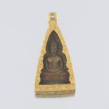 Antique High Karat Gold and Bronze Buddha in Dhyana Mudra of Contemplation Charm