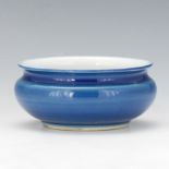 Chinese Porcelain Monochrome Blue Glazed Brush Wash, Guangxu Marks