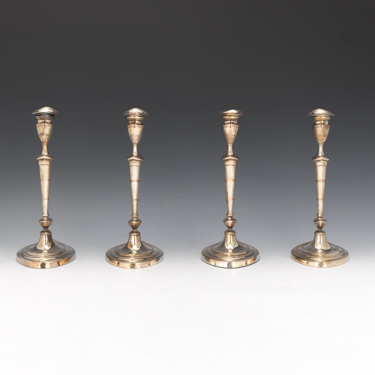 Four Silver Plated Mixed Metals Candleholders, by Ellis-Barker Silver Co., Birmingham, England - Image 4 of 6