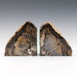 Prehistoric Agatized Petrified Wood Book Ends