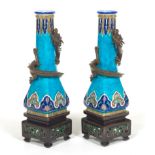 Pair of French Porcelain Dragon Vases on Stands, Attr. Joseph-ThÃ©odore Deck (French, 1823 - 1891)