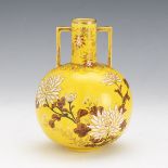 Japanese Meiji Export Porcelain Imperial Yellow Vase with Chrysanthemums, ca. Late 19th Century