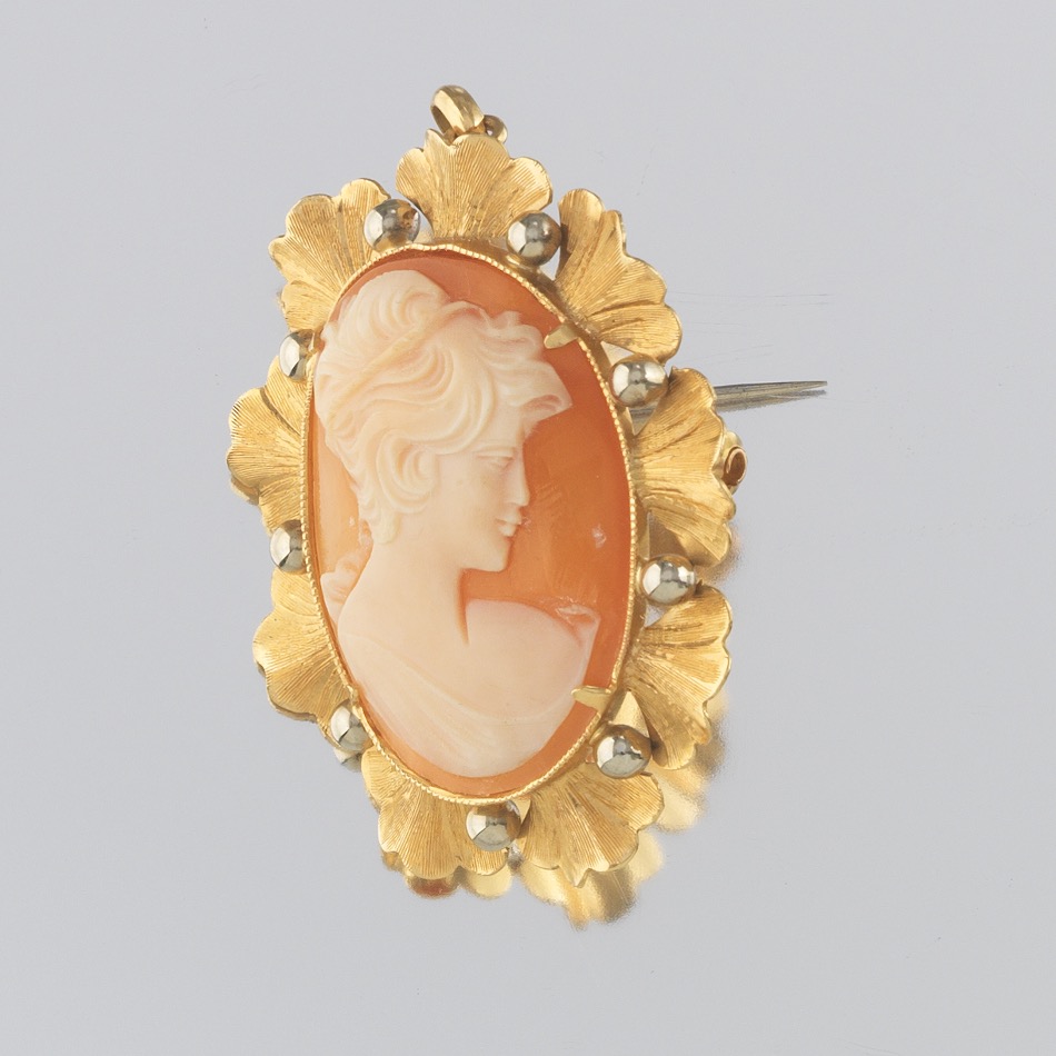 Ladies' Retro Gold and Carved Cameo Brooch Pendant - Image 3 of 6