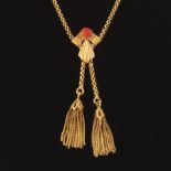 Victorian Gold and Coral Tassel Necklace