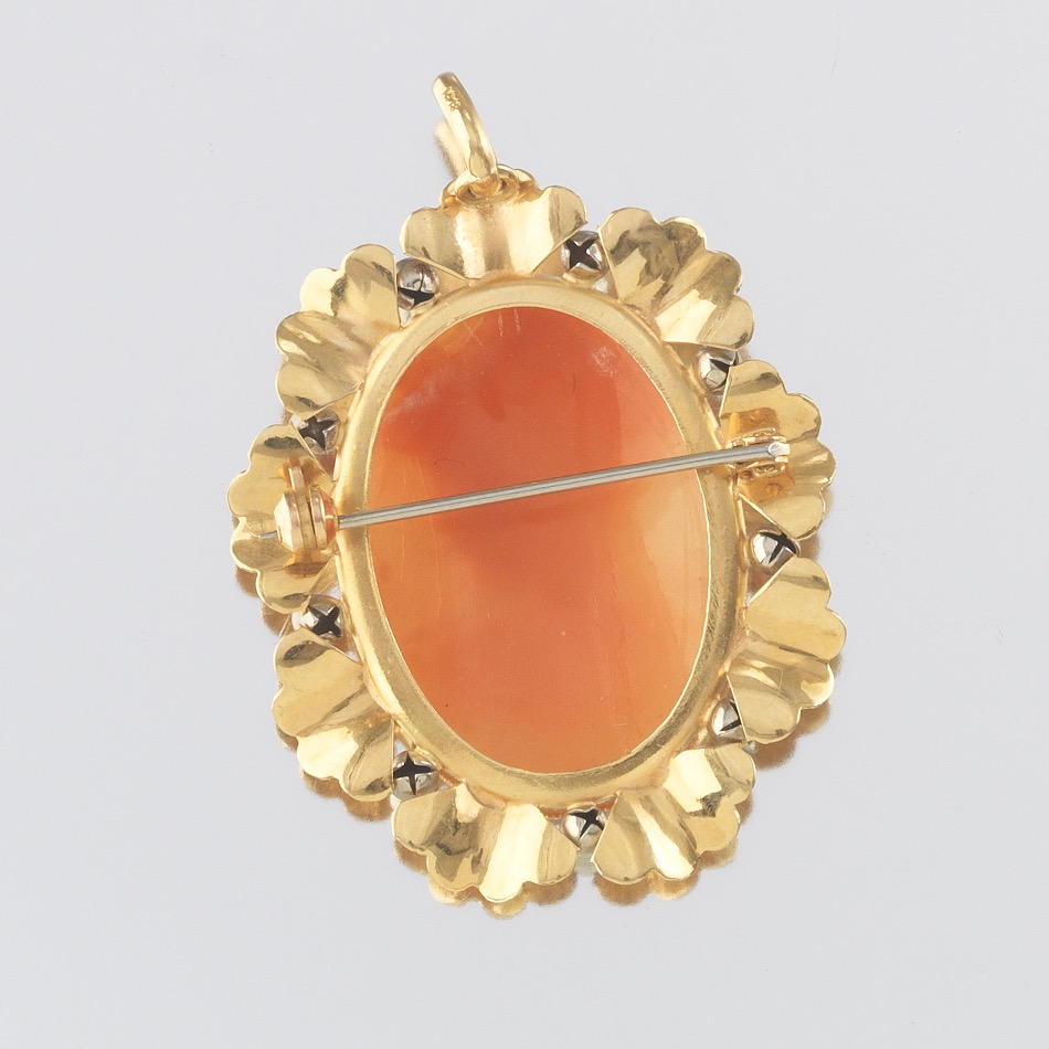 Ladies' Retro Gold and Carved Cameo Brooch Pendant - Image 5 of 6