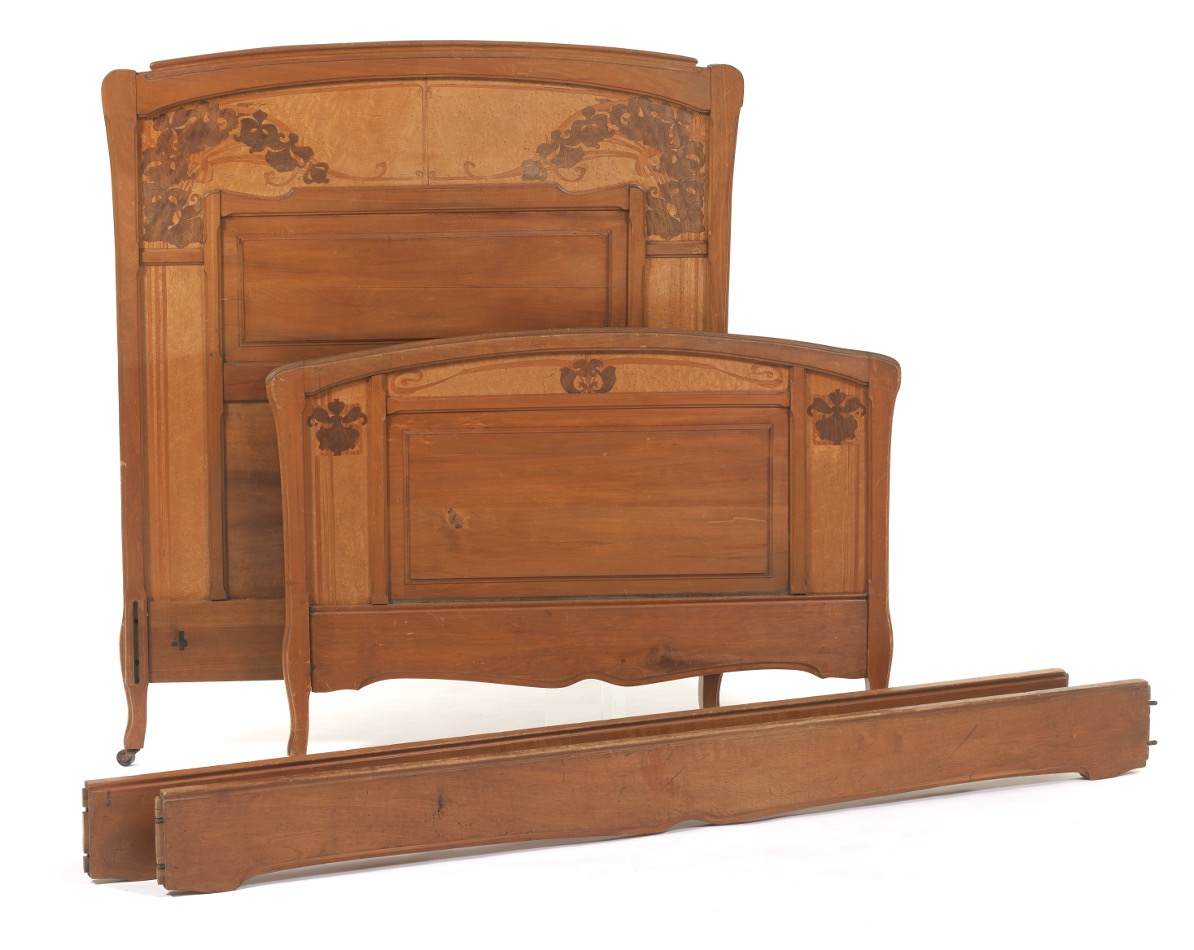 Art Nouveau Carved Wood Bed, ca.1900s